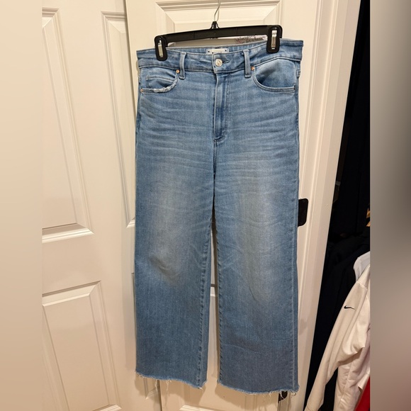 Paige Anessa High Waist Raw Hem Wide Leg Jeans in Color Mesmerize 29 - Picture 7 of 9